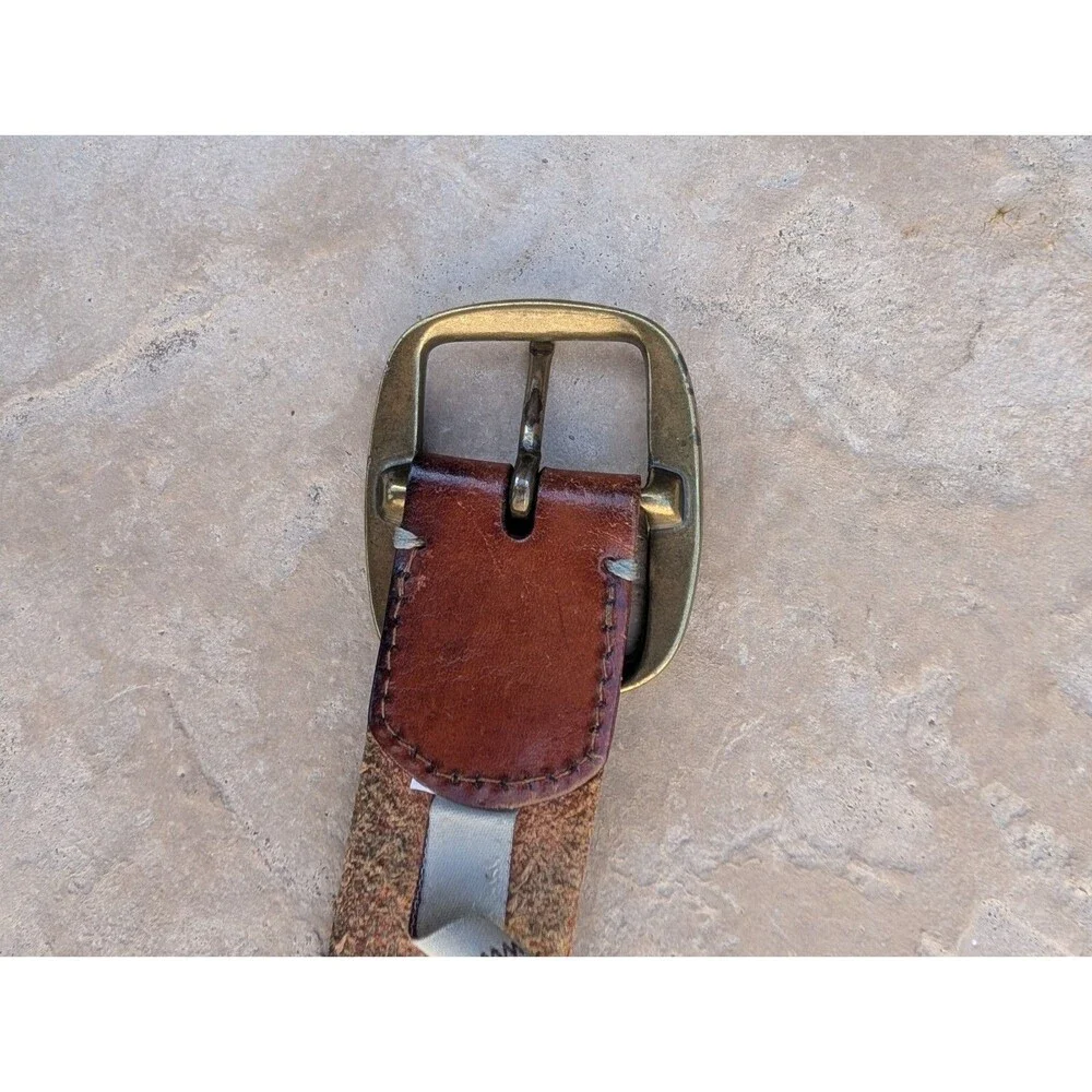 Fossil Belt Leather Patchwork Brass Rivets and Buckle Small 37 inches